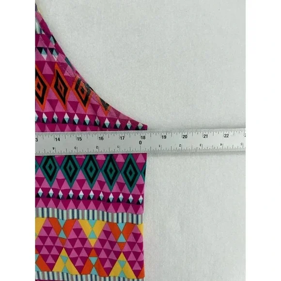 Laundry by Design Shift Dress Sz L Pink Geometric Retro Halter Keyhole Cutout - Picture 3 of 10